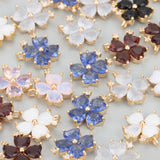 Petite 18k Plated Petal Shape Zircon Pendants 6pcs
