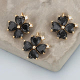 Petite 18k Plated Petal Shape Zircon Pendants 6pcs