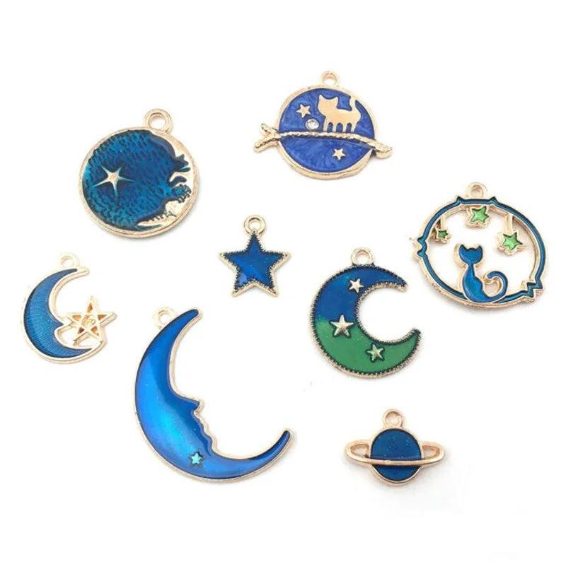 24pcs Cat Moon Star Charm Pendant DIY for Jewelry Making Crafting