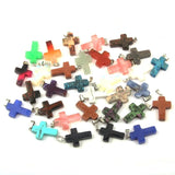 Rose Quartz Cross Pendant 25*18mm DIY Necklace Accessories