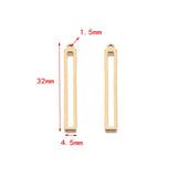 5Pcs Stainless Steel Bar Charm Rectangle Component Cut Out Middle Pendant
