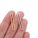 5Pcs Stainless Steel Bar Charm Rectangle Component Cut Out Middle Pendant
