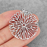 10PCS Tibetan Silver Flower Filigree Branch Charms Pendants 37x37mm