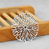 10PCS Tibetan Silver Flower Filigree Branch Charms Pendants 37x37mm
