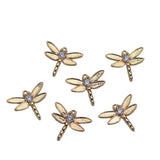 4Pcs 24K Brass Crystal Dragonfly Charms Pendants For Jewelry Making