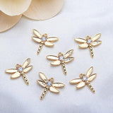 4Pcs 24K Brass Crystal Dragonfly Charms Pendants For Jewelry Making