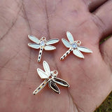 4Pcs 24K Brass Crystal Dragonfly Charms Pendants For Jewelry Making
