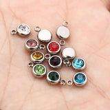 20pcs Stainless Steel Birthstone Charm Beads for DIY Jewelry Making