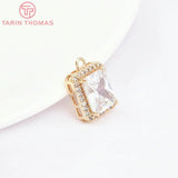 4PCS 11x16MM Square Brass Zircon Charms Pendants