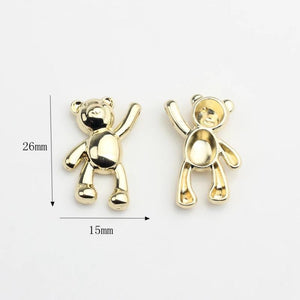 Zinc Alloy Plated 3D Shake Hand Bear Charm Pendant 6 PCS
