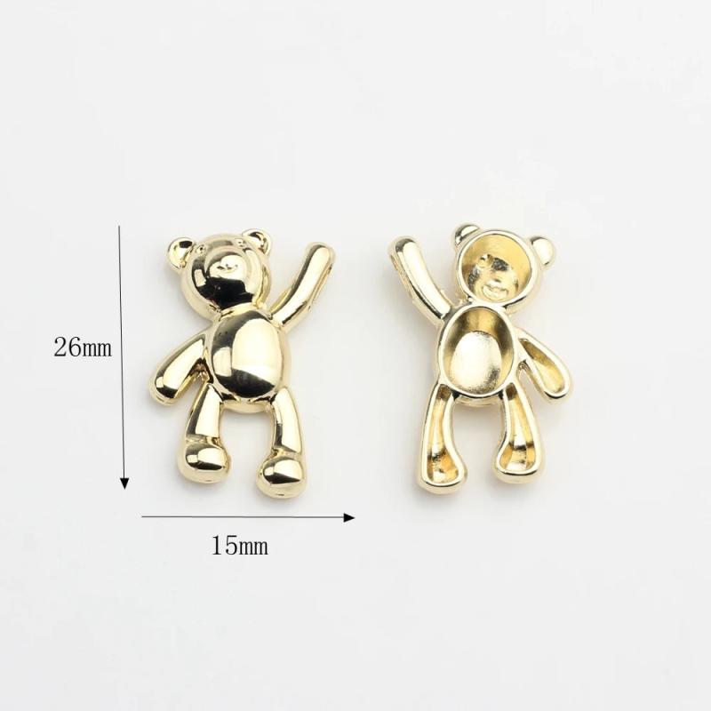 Zinc Alloy Plated 3D Shake Hand Bear Charm Pendant 6 PCS
