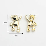 Zinc Alloy Plated 3D Shake Hand Bear Charm Pendant 6 PCS