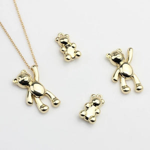 Zinc Alloy Plated 3D Shake Hand Bear Charm Pendant 6 PCS