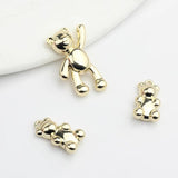 Zinc Alloy Plated 3D Shake Hand Bear Charm Pendant 6 PCS