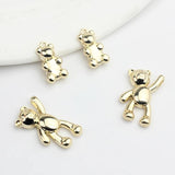 Zinc Alloy Plated 3D Shake Hand Bear Charm Pendant 6 PCS