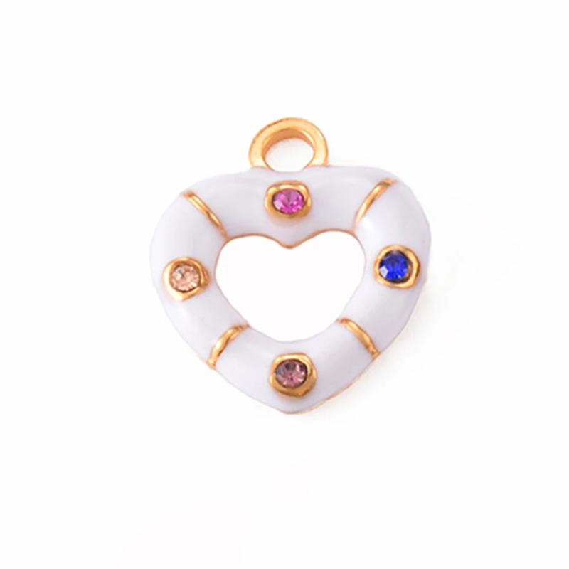 6Pcs Enamel Love Heart Charms DIY Jewelry Finding Making