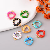 6Pcs Enamel Love Heart Charms DIY Jewelry Finding Making