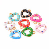 6Pcs Enamel Love Heart Charms DIY Jewelry Finding Making