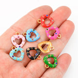6Pcs Enamel Love Heart Charms DIY Jewelry Finding Making