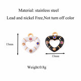 6Pcs Enamel Love Heart Charms DIY Jewelry Finding Making