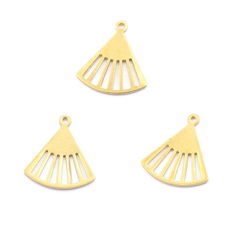 50Pcs Raw Brass Fan Charms for DIY Jewelry Making