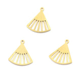 50Pcs Raw Brass Fan Charms for DIY Jewelry Making