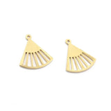 50Pcs Raw Brass Fan Charms for DIY Jewelry Making
