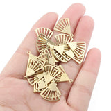 50Pcs Raw Brass Fan Charms for DIY Jewelry Making