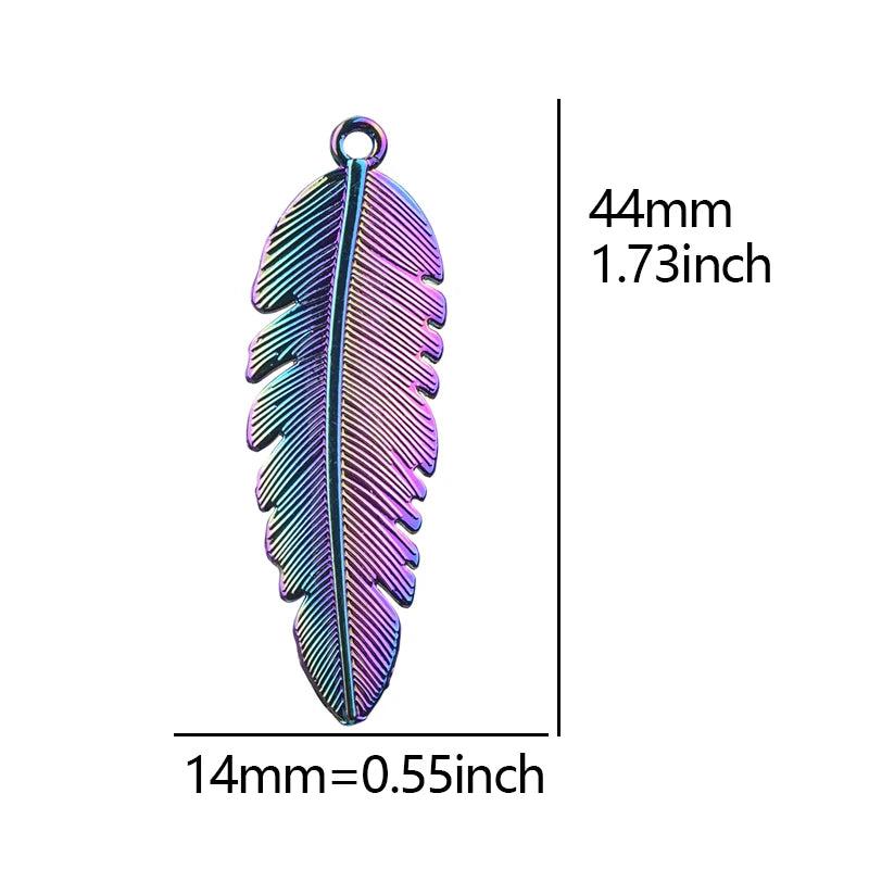 10pcs Rainbow Alloy Pendant Jewelry Making Animal Bird Wing Feather Charms