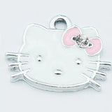 Enamel Pink Cat Charms for DIY Jewelry Making