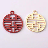10 PCS Metal Chinese Character Charms Pendant Earring Hair Bracelet DIY Charms