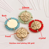 4pcs 18mm Crystal Stainless Steel Charms Pendants DIY Jewelry Making