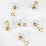 20pcs Stainless Steel Flower Pearl Beads Charms for DIY Jewelry Making