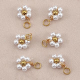 20pcs Stainless Steel Flower Pearl Beads Charms for DIY Jewelry Making