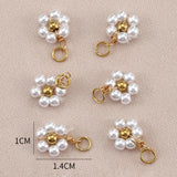 20pcs Stainless Steel Flower Pearl Beads Charms for DIY Jewelry Making