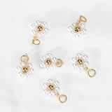 20pcs Stainless Steel Flower Pearl Beads Charms for DIY Jewelry Making