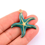 4Pcs Enamel Starfish Charm Pendant DIY Jewelry Making Necklace Bracelet