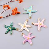 4Pcs Enamel Starfish Charm Pendant DIY Jewelry Making Necklace Bracelet