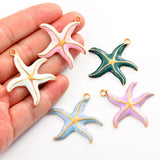 4Pcs Enamel Starfish Charm Pendant DIY Jewelry Making Necklace Bracelet