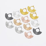 Hollow Fan-shaped Embossed Necklace Earrings Charms