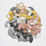 Hollow Fan-shaped Embossed Necklace Earrings Charms