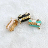 10PCS Bus Charm Pendant With Rhinestone for Jewelry Making