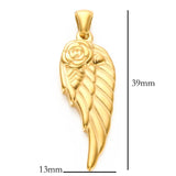 DIY Feather Rose Wing Pendant Stainless Steel Punk Gothic Wicca