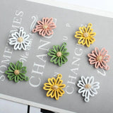 Rubber Paint Five Daisy Flowers Alloy Charm Bracelet Pendant