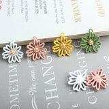 Rubber Paint Five Daisy Flowers Alloy Charm Bracelet Pendant