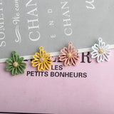 Rubber Paint Five Daisy Flowers Alloy Charm Bracelet Pendant