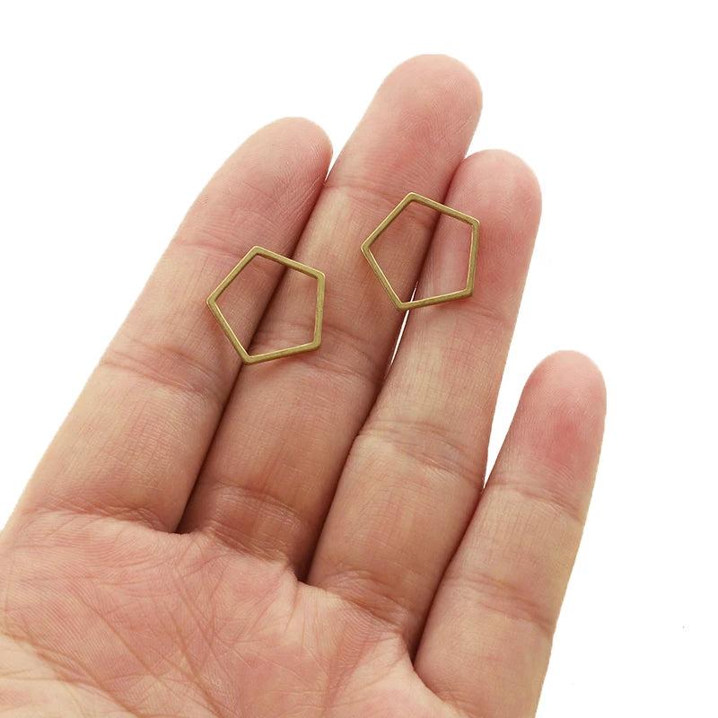 20pcs Brass Pentagon Frame Charms for DIY Earrings Making