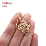 5pcs Brass Snake Charms Moon Phases Pendant Diy Jewelry