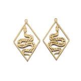 5pcs Brass Snake Charms Moon Phases Pendant Diy Jewelry
