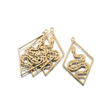 5pcs Brass Snake Charms Moon Phases Pendant Diy Jewelry